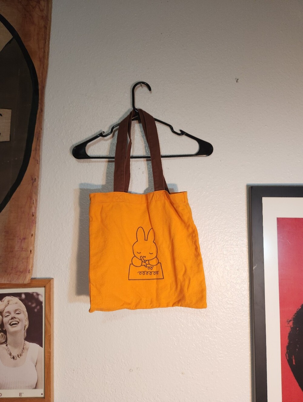 Miffy Orange Canvas Bunny Tote with Brown Straps